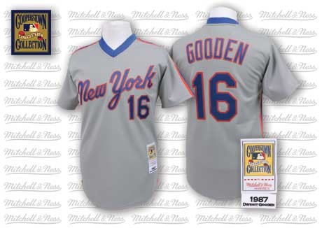 Best Quality New York Mets 16 Dwight Gooden Grey Road Throwback MLB Jersey
